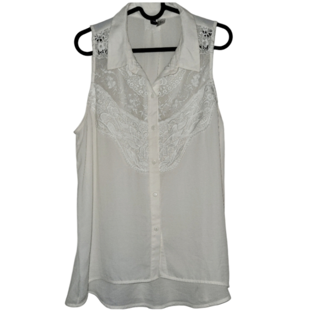 White button-down sheer blouse